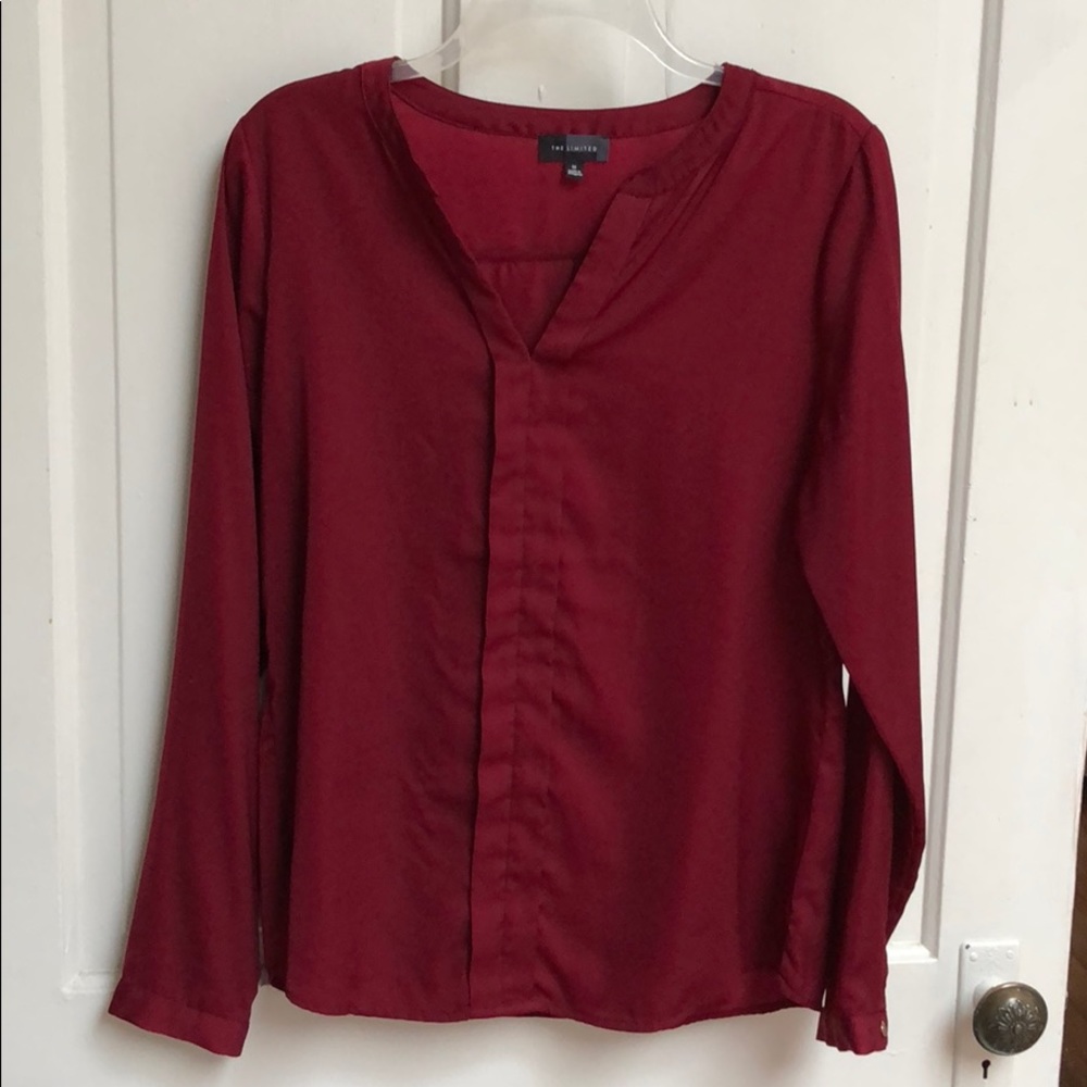 Red v-neck blouse